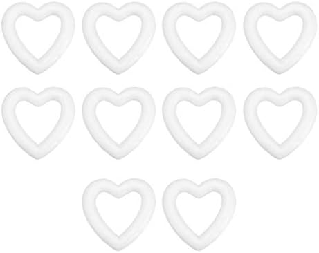 Amosfun srčani prsten 48pcs bijeli pjena srčani vijenac polistiren pjenaste prstenovi 6cm oblici obruča u obliku srca oblici za obrt Diy Hearts za vjenčani vijenac cvjetni aranžman