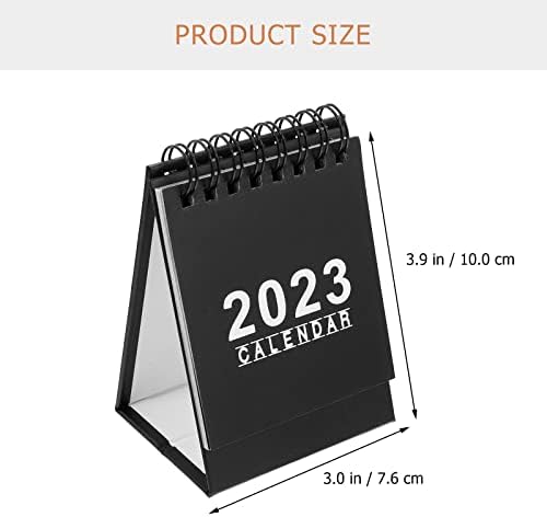 Stobok 1pc mini kalendar 2023, 3.0x3.9inch Desktop kalendar žičane tablice Standup kalendar Stolni kalendar za plaćanje za uredske kuće, crna