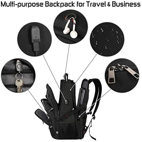 Mogplof 17 inčni laptop ruksak, veliki putni ruksak sa USB priključkom za punjenje, vodootporan