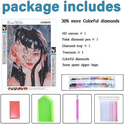 Vonbor Diamond slikarski setovi za odrasle početni anime, horor djevojka Diamond Art Kits Full Okrugli bušilica,