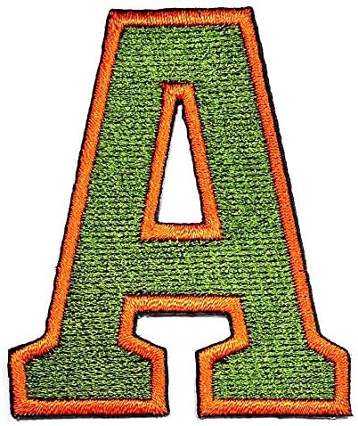 2.4 in. Narančasto zeleno slovo M Patch abeceda A do z željeza na zakrpama naljepnica ABC školska pisma Engleski logo jakna Polo majica Hat ruksaci
