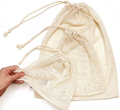 LITO posteljina i peškiri proizvode torbe sa vezicama / pamuk višekratna periva torba za višekratnu upotrebu| ekološke torbe za skladištenje hrane u rasutom stanju / 7 x10 mala torba za kupovinu od 12 komada