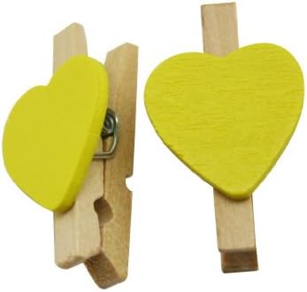 Prirodno drvo 1,2 male štipaljke za odjeću s opružnim i žutim pakovanjem u obliku srca od 50