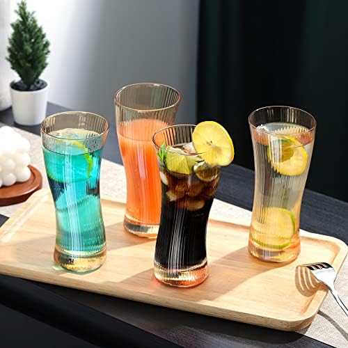 Joeyan Vodeni sok za pitku čaše za piće, čaše za origami Stil Stakleni, modernim rebrastim pauzima za ledeni