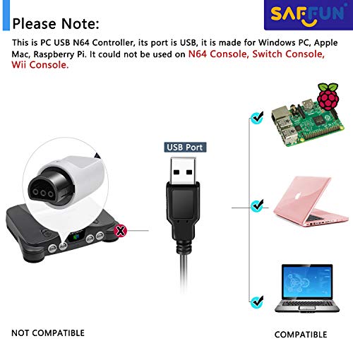 2 paket USB N64 kontroler, žičani PC Gamepad [3D Analog Stick] kompatibilan za Windows PC MAC