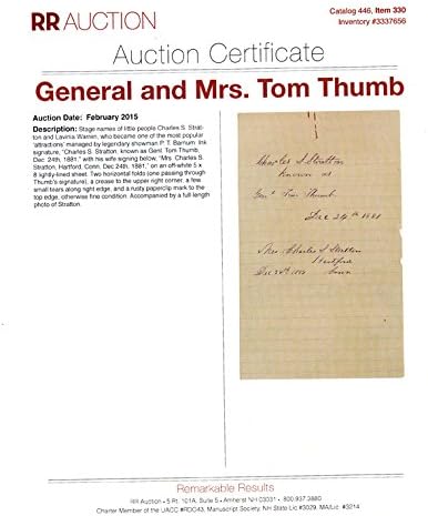 General i gospođa Tom Thumb potpisali autogramom rez PSA / DNK autentifikaciju