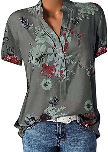Majice s kratkim rukavima za žene za žene Ljetne cvjetne bluze za žene Business casual majica Blusas de Moda 2023