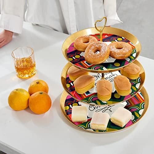 Lyetny 3-raintentna stajalište za tortu od zlatnog kolača za čišćenje za čišćenje za čaj, vjenčanje i rođendan,