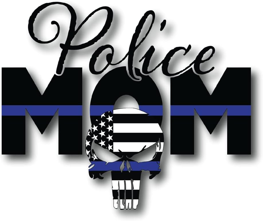 Plava linija Policijska mama sa lobanjom američke zastave / odlična ideja za poklon / naljepnica Naljepnica
