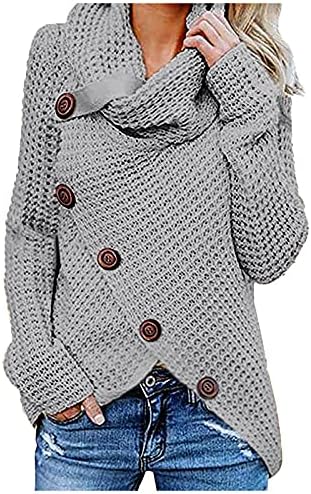 Ženski pamučni džemperi modni jesen zimski gumb s dugim rukavima niz nepravilni pleteni džemper