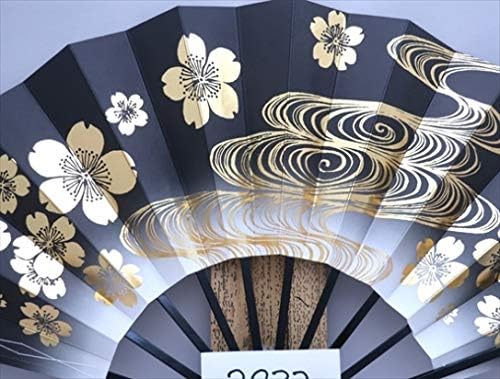 Japanski sensu ventilator sa vjetrom preklopiv novi 2233 Sakura Chree Crni