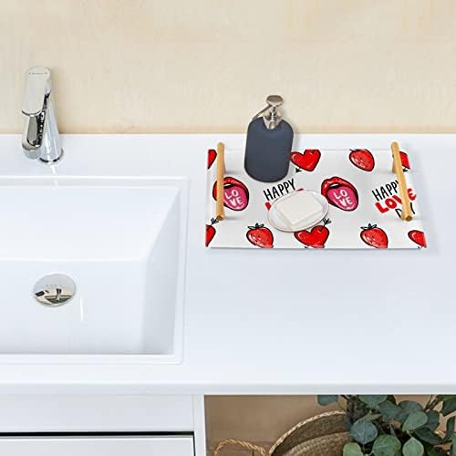 Dallonan akrilna ladica za kupatilo, pravokutne crvene usne Jagodno srce Valentine Dan Dekorativne ladice sa zlatnim ručkama za kuhinju Organizator za kuhinje