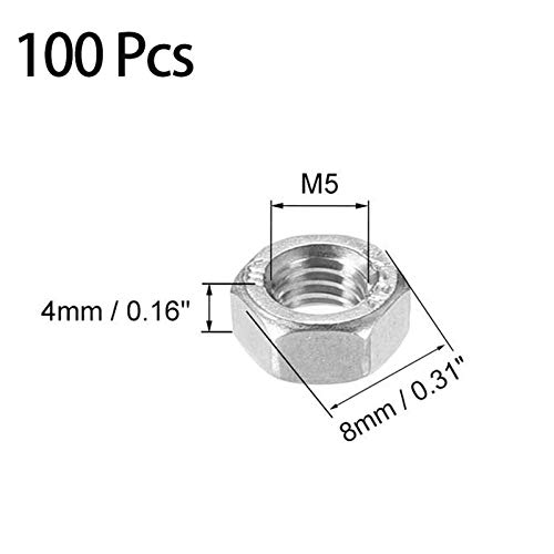M5 304 18-8 šesterokutne matice od nehrđajućeg čelika, 0,8 koraka Metrički grubi navoj šesterokutna matica za vijak, alat za pričvršćivanje