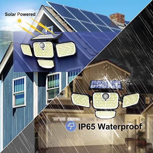 Esmaybulbs solarna vanjska svjetla, 286 LED senzor kretanja na otvorenom sa daljinskim upravljačem, IP65 vodootporna, 4 glave solarne poplave sa 3 načina za vrt dvorište 2 pakovanje
