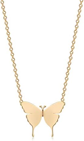Mevecco Gold Dainty inicijalna ogrlica 18K pozlaćeni leptir privezak ime ogrlice delikatna svakodnevna ogrlica