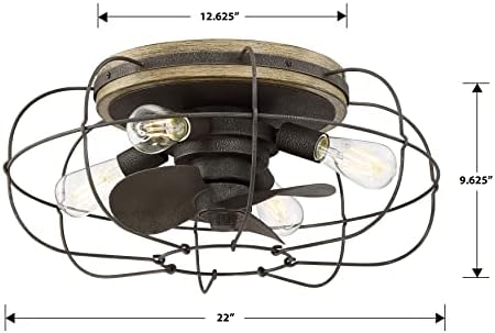 Arranmore Rasvjeta | Jaxon - uzrasta bronza | Farmu kavezirani stropni ventilator sa svetlom - Flush