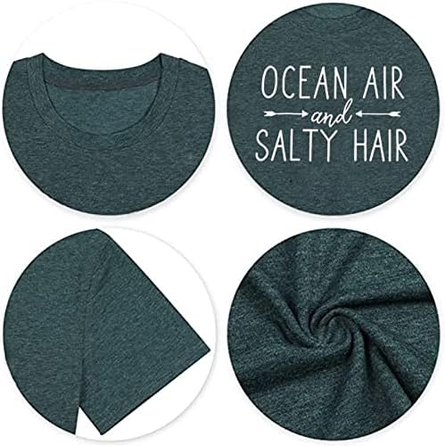 Ocean Air i Salty Hair Ženska grafička majica kauzalna kratka rukava smiješna majica Top Tee Atletic