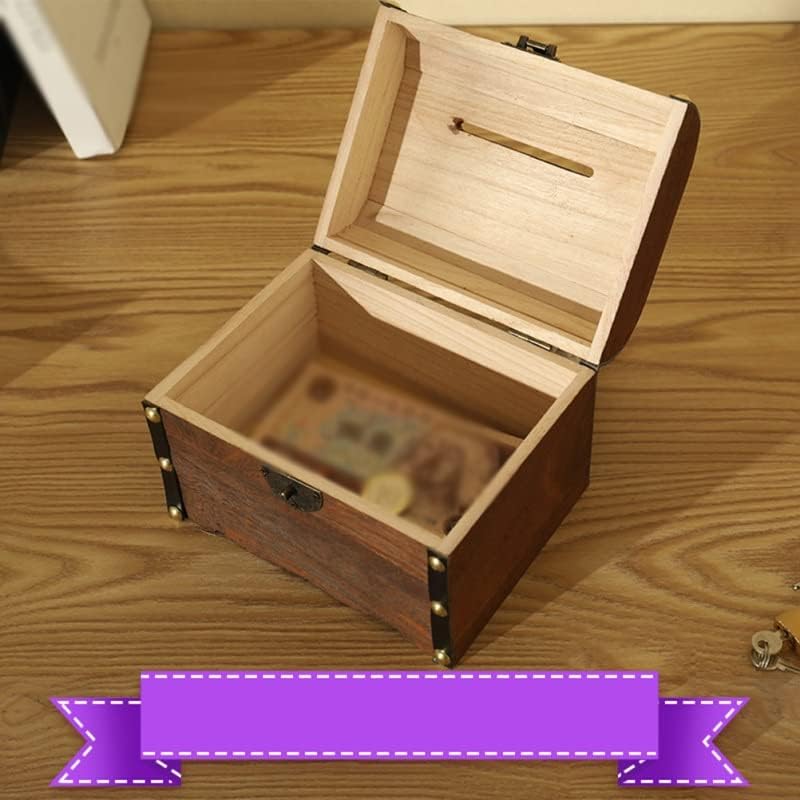 Kutija Drvena blaga banka Nakit od drveta Ušteda novca Vintage održava ukrasni poklon