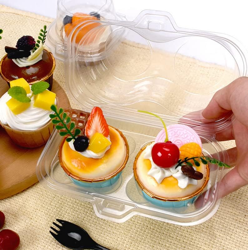 XIZHI 25kom prozirnih kutija za kolačiće sa 2 pretinca, plastična kutija za držač nosača za Cupcake - bez BPA,izdržljiva,održavajte svoje Cupcakes ili muffine ukusnim