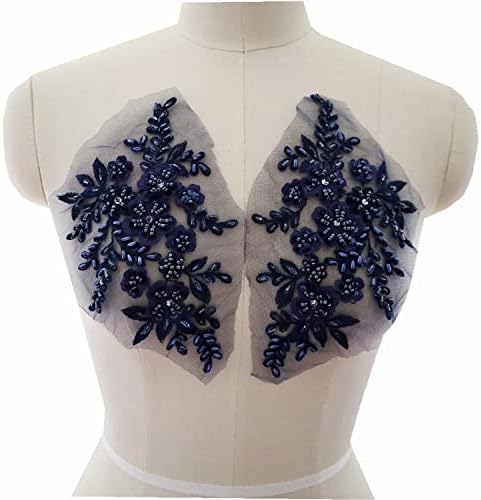 2pcs vezene perle 3D cvjetni applicinski čipkani tkanini zakrpe za patch zakrpa vjenčana morska haljina haljina