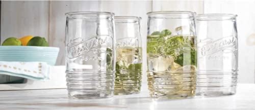 Glaver's Glass Tumbler naočare za piće Set od 4 – originalnog zanatskog Vintage italijanskog originalnog masona-elegantan 20 Oz Clear Tumbler stakleni Set za hladna, osvježavajuća pića, Pića, ledeni čaj