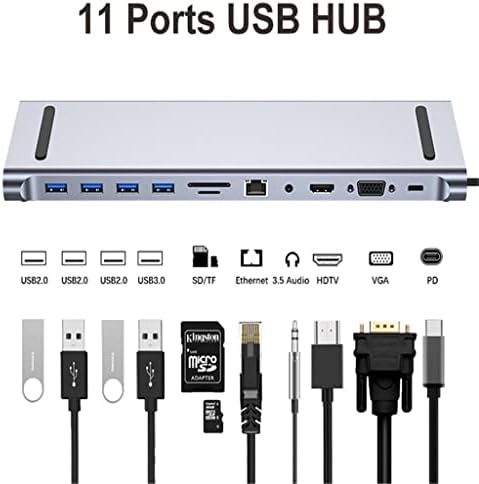 KXDFDC 11 u 1 USB Hub Tip C do 4K-kompatibilan RJ45 SD / TF PD USB2. 0 3.0 za Adapter za priključnu