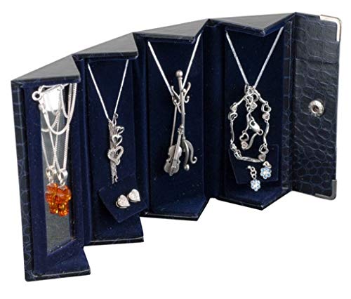Polart Travel Nakit Organizator CASE - Prijenosni nakit za skladištenje sa ogledalom za minđuše, ogrlicu, narukvicu, prstenje, plava, set od 12