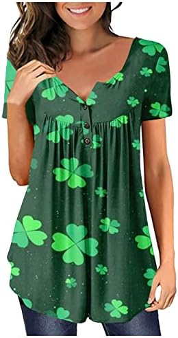 JJHAEVDY Womens St. Patrick Dan kratki rukav ljetni vrhovi za helanke labave dugme pulover bluza