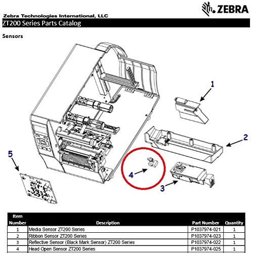 Zebra Technologies P1037974-022 dio, komplet reflektirajući senzor Zt200 serija