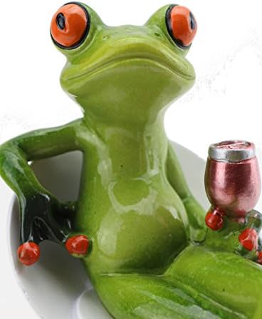 Platimo vašu kupoprodajnu porezu na prodaju Funny Frog Figurine Holding Wine Cup sjedeći na stolici