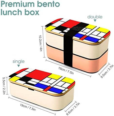 Mondrian Style Bento ručak kutija bez curenja Bento kutija sa prehrambenim spremnicima sa 2 odjeljka za