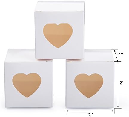 AWELL bijele poklon kutije Mini veličine 2x2x2 inča sa prozirnim plastičnim prozorom za slatkiše kutija za umotavanje poklona Party Favor 50pc by MOWO