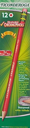 Ticonderoga olovke za brisanje, prethodno naoštrene gumicom, Crvene, pakovanje od 4 komada