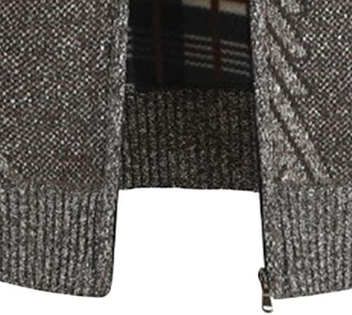 Muškarci Zip Up debeli pleteni kardigan stalak ovratnik flis obloženi džemperi Slim Fit zimski topli džemper sa džepovima