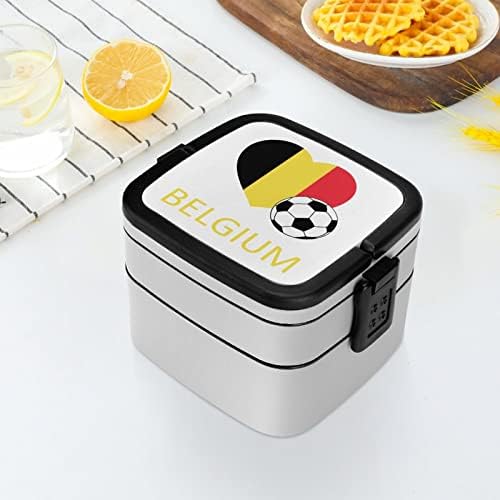 Ljubav Belgija Soccer Funny All u jednom bento kutiju za ručak sa kašikom za putničke radne izletište