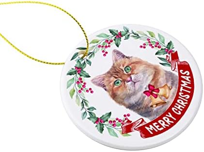 Božićni ukrasi za uspomenu Božićni vijenac i kućni ljubimac mačka keramički Ornament idealni ukrasi
