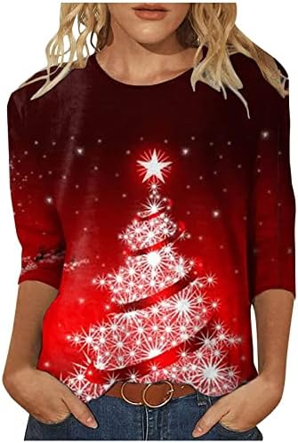 Božićne košulje za grafičku majicu Xmas Tree Plus Veličina labavi fit s dugim rukavima Tuntic na vrhu