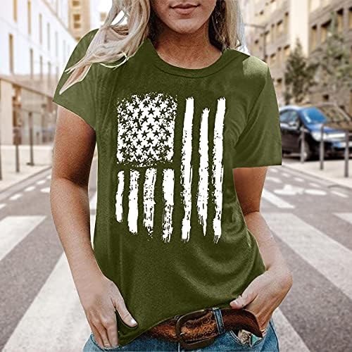 4. jula majice za žene kratki rukav o-izrez tunike vrhovi američke zastave pruge Tie-Dye Patriotske majice vrhovi