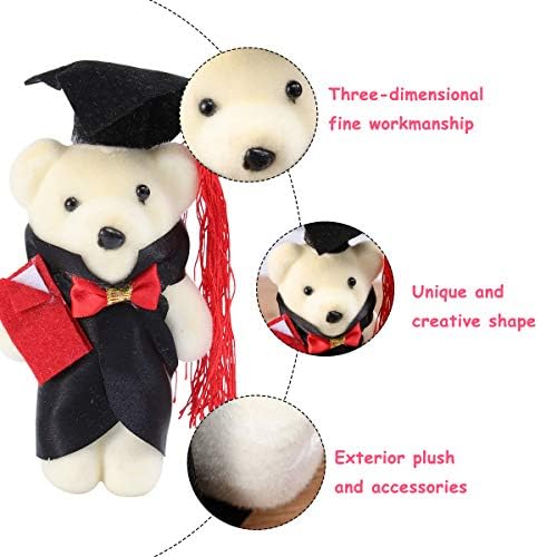 AMOSFUN 12cm Stojeći ceremonija mature medvjedi lutka cvjetni buket ukras za početak divni medvjed diplomirani poklon pribor za maturu