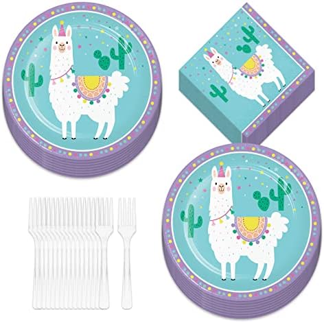 Lama potrepštine za zabave - Lama Fiesta i Kaktus papirni tanjiri za večeru i salvete za ručak