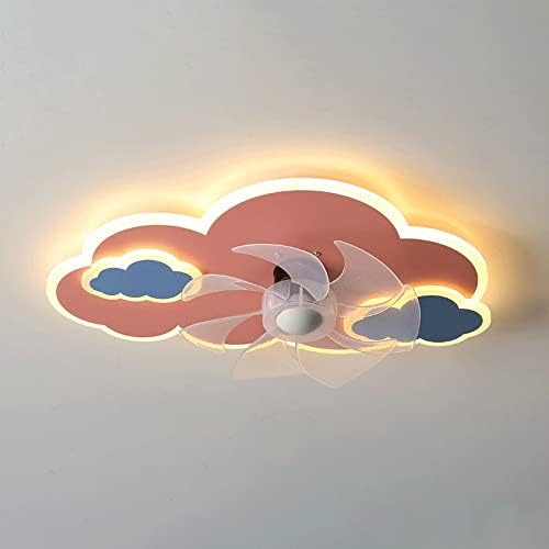 Elksdut LED ružičasti stropni ventilatori, 20W zatamnjeni ventilatorskim stropnim svjetiljkama, ultra miran ventilator