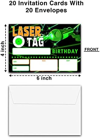 Ondtom Laser Tag Rođendan Poziv sa kovertama - 20 paketa - rođendanska zabava Popunite stil pozivnice-C30