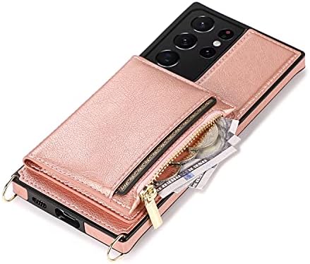 CCSmall Samsung Galaxy S21 Ultra ženska torbica za novčanik, podesivi poklopac zatvarača preko tijela