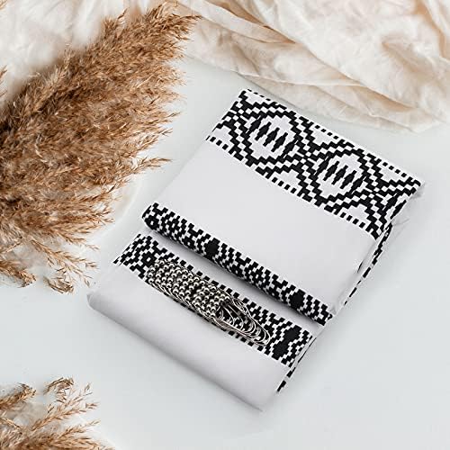 Mitovilla Crno-bijela Boho zastor za tuširanje set sa kukama, moderne površine tkanine tkanine