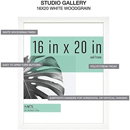 MCS Studio Gallery Frame, White Woodgrain, 16 x 20 in, Single