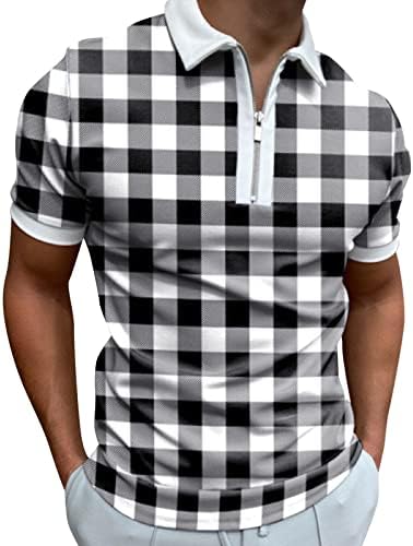 Beuu Muški kratki rukav patentni rukav Polo majica ugrađena ljetna casual modna tiskana namotana zaklopke bluza za muške