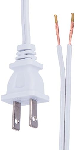 BL & P LAMP® Bijela kabel za bijelu lampu, dugačka žica dugačka 1 stopa, ul naveden