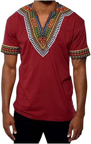 Muška afrička majica kratki rukav casual dashiki stil majica cvjetni metalik tisak TADICIONALNI ETNIČKI