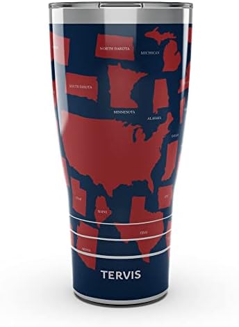 Tervis Traveler Americana Stateside Trostruki zid izolovana Tumbler Travel Cup održava pića hladno & vruće, 30oz, Nerđajući čelik