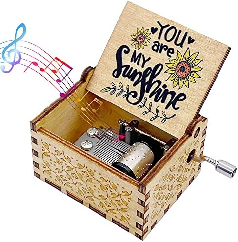 Keyatubo drvena muzička kutija, ručna ručica klasična izrezbarena drvena Vi ste modina sunčanog